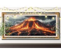 5D DIY Paysages Diamond Painting Kit Complet,Volcan Peinture Diamant Adulte Grand (80x160cm),Broderie Diamant Kit Complet,Artisanat Strass Point de Croix pour Décoration Intérieur,Cadeau 61F-1632