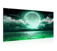 5D DIY Peinture au Diamant, Peinture numérique au Diamant Lune brillante à la mer verte DIY Cristal Strass Peinture Plein Forage Broderie Artisanat Point De Croix Chambre Décoration Murale 60x120cm