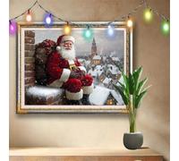5D DIY Père Noël Diamond Painting Kit Complet,Scène de neige Peinture Diamant Adulte Grand (70x50cm),Broderie Diamant Kit Complet,Artisanat Strass Point de Croix pour Décoration Intérieur 58F-3454