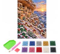 5D DIY Perles Diamond Painting Château et cactus M26 | Activité créative de peinture diamant, Décoration murale intérieure, 30x40 cm, Cadeau créatif pour fans de loisirs créatifs