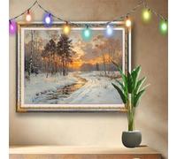 5D DIY Scène de neige Diamond Painting Kit Complet,Ruisseau Peinture Diamant Adulte Grand 80x60cm,Broderie Diamant Kit Complet,Artisanat Strass Point de Croix pour Décoration Intérieur,Cadeau 58F-4505
