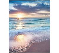 5D DIY Square Diamond Painting Kit Complet 40x50 cm Perle Diamant a Coller Enfant Peinture Diamant Paysage Bord de Mer Broderie Diamant le Coucher du Soleil Point de Croix Perles Diamant Carré