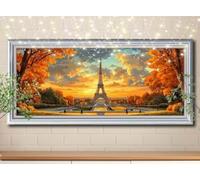 5D DIY Tour Eiffel,Parc Diamond Painting,Peinture Diamant Kit,Painting Diamond Artisanat Cristal Strass Point de Croix pour Enfants,Tableau Diamant Adulte pour Décoration Murale (30x60cm) 58Y-6062