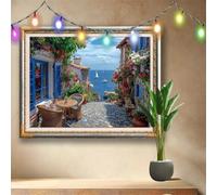 5D DIY Voilier Diamond Painting Kit Complet,Rue Peinture Diamant Adulte Grand 40x30cm,Broderie Diamant Kit Complet,Artisanat Strass Point de Croix pour Décoration Intérieur,Cadeau Enfants 58F-5852
