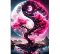 5D DIY Yin Yang Kits de Peinture Diamant,Complète Tai Chi Diamond Painting pour Adulte Débutants,Arbre de Vie Art du
