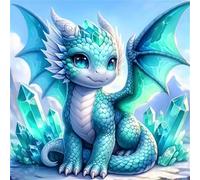 5D Dragon vert Diamond Painting Adultes DIY Broderie Art diamant painting Kit Complet,Peinture Diamant Artisanat Cristal Strass Point de Croix Paintings pour Murale Décoratio Round Drill,70x70cm