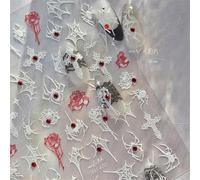 5d Embossé Squelette Blanc Décalcomanies Pour Ongles Pour Les Femmes Et Les Filles DIY Art Auto-Adhésif Décoration D'ongles Fournitures Halloween Crânes Effrayants (Toile d'araignée blanche)