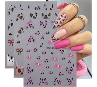 5d Embossé Squelette Blanc Décalcomanies Pour Ongles Pour Les Femmes Et Les Filles DIY Art Auto-Adhésif Décoration D'ongles Fournitures Halloween Crânes Effrayants (Motif léopard)