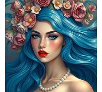 5D Femme charmante Diamond Painting Adultes DIY Broderie Art diamant painting Kit Complet,Peinture Diamant Artisanat Cristal Strass Point de Croix Paintings pour Murale Décoratio Round Drill,50x50cm