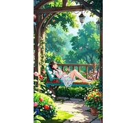 5D Fille du jardin Plantv Diamond Painting Kit pour Adulte,DIY Round Drill Broderie Diamant Art Painting Kit Complet,Strass Point de Croix Diamant Painting Kit Artisanat pour Murale Décor 70x150cm