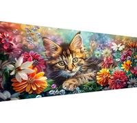 5D fleur Diamond Painting Adulte, Peinture Diamant chat, Broderie Diamant Kit Complet Diamond-Painting, Perle Diamant a Coller Point de Croix Cristal Artisanat pour Decoration Chambre 50x100cm S2-329