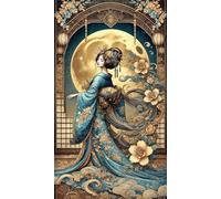 5D Geisha japonaise classique Diamond Painting,DIY Square Drill Broderie Diamant Painting Complet pour Adultes,Art du Diamant Peinture Strass Point de Croix Painting pour Maison Murale Décor 70x150 cm