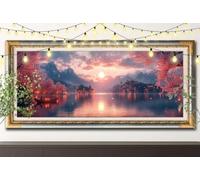5D Grande rivière Diamond Painting,DIY Peinture Diamant Adulte 60x120cm,Cerisier en fleurs Broderie Strass Point de Croix,Art Mosaïque Cristal pour Décoration Murale, Puzzle Diamant Enfant 61F-8213