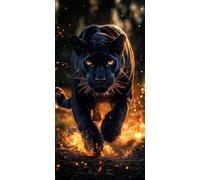 5D Grande Taille Diamond Painting Kits, Léopard noir DIY Diamond Painting Adulte Art XXL Point De Croix Strass, Cristal Peintures Diamant Arts Artisanat, Home Office Décoration Murale 50x100cm lgl6-23