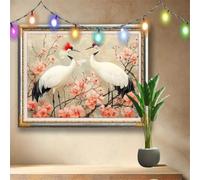 5D Grue CouronnéE Rouge Diamond Painting Kit,Peinture Diamant Adulte et Enfant 50x40cm,DIY Kit Complet Artisanat Strass Cristal,Paysage Tableau Diamant Point de Croix pour Déco Murale Salon 58F-5453