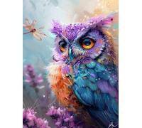5D hibou Diamond Painting Adulte, Peinture Diamant libellule Broderie Diamant Kit Complet,DIY Broderie Diamant Grand Format Point de Croix Diamond-Painting,pour Maison Murale Décoration 60x80cm S2-344