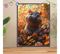 5D Hippopotame,Animal Peinture Diamant Adulte,Bricolage Diamond Painting Adulte grand (50x70cm),DIY Diamant Broderie Strass Point de Croix Painting pour Décoration Intérieur Enfants Cadeau 3H-1094