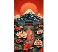 5D Koi des montagnes Diamond Painting Kit pour Adulte,DIY Square Drill Broderie Diamant Art Painting Kit Complet,Strass Point de Croix Diamant Painting Kit Artisanat pour Murale Décoration 60x130cm