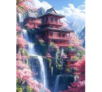 5D La Cascade Peinture Diamant Painting Kit, DIY Paysage 5 Art du Diamant Complet Kits,Broderie Diamond Art Craft Kits Strass Point de Croix Painting pour Adultes Débutants Décor 50x70cm Y1SG-676