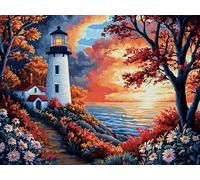 5D La Tour De Guet. Diamond Painting Adulte Kit, Diamond Painting Paysage Peinture Diamant Loisirs Créatifs Adultes DIY Diamant Complet Point de Croix Painting pour Débutants Décor 50x70cm W0J-335