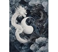 5D Le Dragon Diamant Painting Kit, DIY Tai Chi 1 Art du Diamant Complet Kits, Diamond Art Kits Strass Point de Croix Cristal Painting pour Adultes, Kit artisanal Débutants Maison Décor 50x70cm Ja0z452