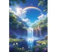 5D Le Rainbow Diamond Painting Adulte Kit, Diamond Painting La Cascade Peinture Diamant Loisirs Créatifs Adultes DIY Diamant Complet Point de Croix Painting pour Débutants Maison Décor 50x70cm j0z-95