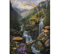 5D Le Rainbow Diamond Painting Adulte Kit, Diamond Painting Les Champignons Peinture Diamant Loisirs Créatifs Adultes DIY Diamant Complet Point de Croix Painting Maison Décor Cadeaux 50x70cm j0z-92