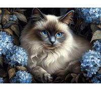 5D Les Animaux, Peinture Diamant Painting Kit, DIY Chat Activité Manuelle Adulte Diamant Complet Kits, Diamond Art Kits Strass Point de Croix Painting pour Adultes Débutants Décor 90x120cm W0J-339