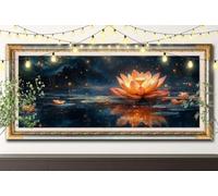 5D Lotus Diamond Painting,DIY Peinture Diamant Adulte (30x60cm),Paysage Broderie Strass Point de Croix,Art Mosaïque Cristal pour Décoration Murale Maison, Puzzle Diamant Cadeau Enfant 61F-2402