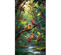 5D Lumière du soleil Oiseaux Branches Diamond Painting Adulte XXL,Bricolage 20x50cm carré Art du Diamant painting Kit Complet,Kit de peinture diamant Strass Point de Croix Artisanat,Home Decor Cadeau
