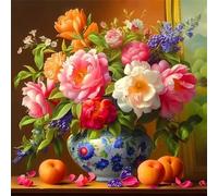 5D Magnifique Pivoine Diamond Painting Adultes DIY Broderie Art diamant painting Kit Complet,Peinture Diamant Artisanat Strass Point de Croix Paintings pour Murale Décoratio Square Drill,50x50cm