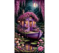 5D Maison Abstrait Bateau Diamond Painting Kit pour Adulte,DIY Round Drill Broderie Diamant Art Painting Kit Complet,Strass Point de Croix Diamant Painting Kit Artisanat pour Murale Décor 70x150cm