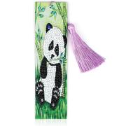 5d Marque-Page De Peinture Diamant,Diy Signets De Perles Cuir Avec Glands,Diamond Art Paintings Bookmark,Broderie Craft Cadeau Pour Lecture Des Étudiants (Panda)