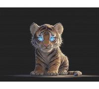 5D Mignon tigre Diamond Painting, DIY Diamant Painting Kit Complet, Bricolage Artisanat Broderie Point de Croix Adultes Enfants Peinture Kit, Convient La Décoration Murale à La Maison 70x90cm F-493