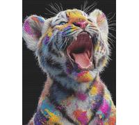 5D Mignon tigre Diamond Painting, DIY Diamant Painting Kit Complet, Bricolage Artisanat Broderie Point de Croix Adultes Enfants Peinture Kit, Convient La Décoration Murale à La Maison 70x90cm F-494