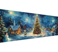 5D Noël Diamond Painting, 130x50cm Diamond Painting Grand Format Paysage, DIY Arbre Broderie Diamant Painting Kit Complet, Peinture Diamant Adulte Enfant Cristal Art Set pour Décoration Chambre Maison