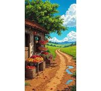 5D Nuage de champ de fruits Diamond Painting Kit pour Adulte,DIY Square Drill Broderie Diamant Art Painting Kit Complet,Strass Point de Croix Diamant Painting Kit Artisanat pour Murale Décor 40x90cm