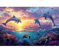 5D Océan Diamond Painting Adulte Kit, DIY Animaux Kits de Peinture Diamant, Diamond Art Complet Kits, Square Strass Point de Croix Painting pour Adultes Débutants Maison Décor 80x100cm -37086