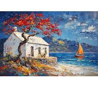 5D Océan Diamond Painting Adulte Kit, DIY Maisons Kits de Peinture Diamant, Diamond Art Complet Kits, Square Strass Point de Croix Painting pour Adultes Débutants Maison Décor 30x40cm -36910