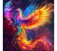 5D Oiseaux Phénix Diamond Painting pour Adultes DIY carré Broderie Diamant Kit Complet,Coloré Art du Diamant Peinture Strass Point de Croix Painting pour Maison Murale Décor 40x40 cm