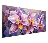 5D orchidée Diamond Painting, DIY Peinture Diamant Adulte, fleur Diamond Painting Grand Format Strass Point de Croix Cristal Painting, Diamond Painting Paysage pour Murale Décoration 75x30cm p-7