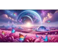 5D Papillon de l'espace de rêve Diamond Painting,DIY Square Broderie Diamant Painting Complet pour Adultes,Art du Diamant Peinture Strass Point de Croix Painting pour Maison Murale Décor 70x150 cm