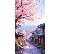 5D Paysage japonais Diamond Painting Kit pour Adulte,DIY Round Drill Broderie Diamant Art Painting Kit Complet,Strass Point de Croix Diamant Painting Kit Artisanat pour Murale Décoration 70x150cm