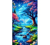 5D Paysage nocturne Diamond Painting Kit pour Adulte,DIY Round Drill Broderie Diamant Art Painting Kit Complet,Strass Point de Croix Diamant Painting Kit Artisanat pour Murale Décoration 70x150cm