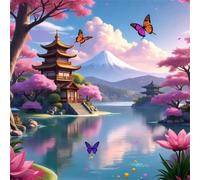 5D Paysages architecturaux Diamond Painting Adultes DIY Broderie Art diamant painting Kit Complet,Peinture Diamant Artisanat Strass Point de Croix Paintings pour Murale Décoratio Square Drill,80x80cm