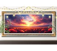 5D Paysages Diamond Painting,DIY Peinture Diamant Adulte 100x200cm,Champ de fleurs Broderie Strass Point de Croix,Art Mosaïque Cristal pour Décoration Murale Maison, Puzzle Diamant Enfant 61F-9119