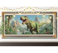 5D Paysages Diamond Painting,DIY Peinture Diamant Adulte 60x120cm,Tyrannosaure Rex Broderie Strass Point de Croix,Art Mosaïque Cristal pour Décoration Murale Maison, Puzzle Diamant Enfant 61F-8888