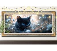 5D Paysages Diamond Painting,DIY Peinture Diamant Adulte 80x220cm,Chats noirs Broderie Strass Point de Croix,Art Mosaïque Cristal pour Décoration Murale Maison, Puzzle Diamant Cadeau Enfant 61F-9028