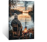 5D Pêche Diamond Painting Kit pour Adulte, Lac Peinture Diamant Adulte, Bricolage Cristal Point de Croix Broderie Diamant Painting Kits, Activité Manuelle Enfant pour Cadeau Femme 30 x 40 cm LSJ6498