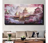 5D Peinture de Diamant Kit Complet DIY Grande Taille Paysage de temple japonais 70x140cm Diamond Painting Adulte Enfants Numéro Broderie Peinture Cristal Strass Art Craft Cadeau Accueil Décoration